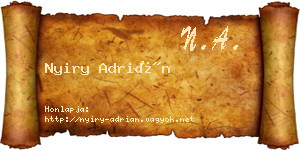 Nyiry Adrián névjegykártya